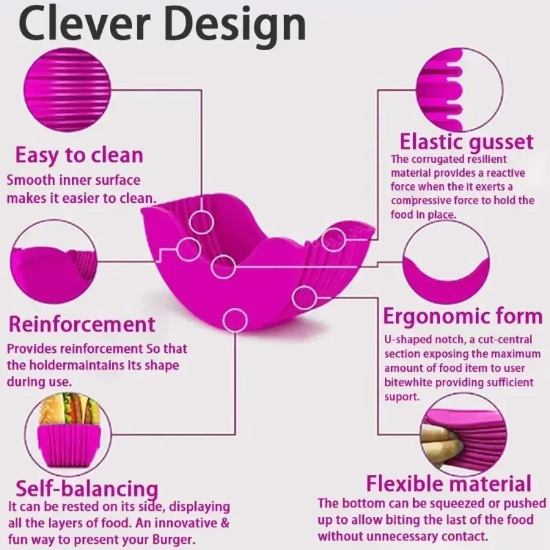 1-4pcs Reusable Burger Rack Useful Gadgets Silicone Frame Burger Tool Holder Shelf Storage Kitchen Organizer Tools Dining Bar LI