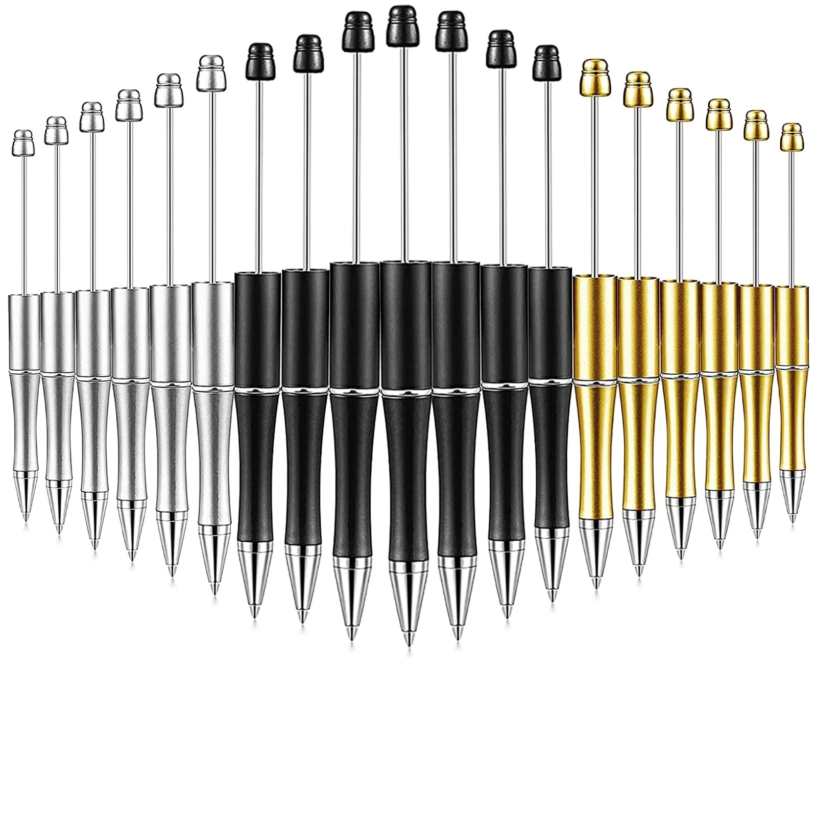 20Pcs DIY Plastic Bead Ballpoint Pen Black Ink Beadable Pens