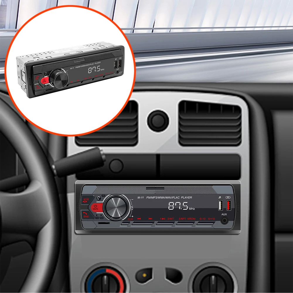 

Car Radio Stereo MP3 Player 1 DIN Car Stereo M11 Single DIN Bluetooth AUX In Dash Head Unit FM Radio Digital Media Receiver