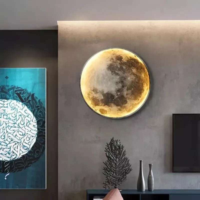 Moon Wall Lamp Aisle Corridor Mural Art Design Foyer Hallway Gallery Background Decoration Kid Bedroom Bedside Led Celing Light 2