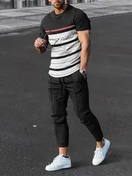 2023 New Men's Trousers Tracksuit 2 Piece Set 3d Print Summer Fashion Sportswear Short Sleeve T Shirt+long Pants Street Clothing