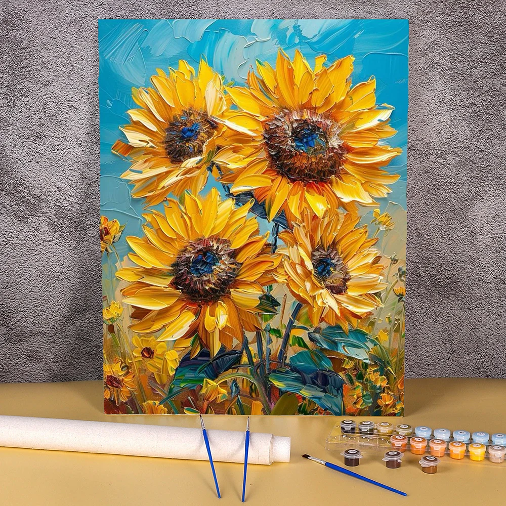 Pittura Ad Acquerello Con Numeri JATOK - Fiore, 40x50 Cm, Tela E Colori Inclusi