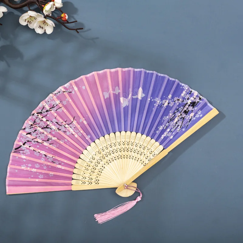 Foldable Silk Hand Fan - Bamboo Halloween Cosplay Prop  Party Decoration