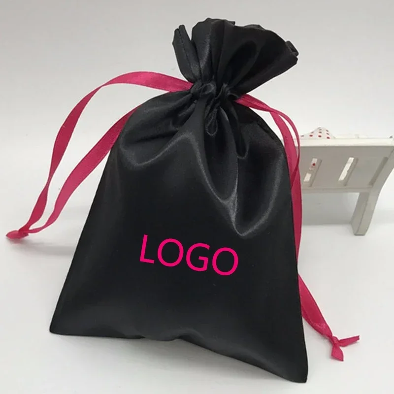 Satin Gift Bags Drawstring Pouch Packaging Jewelry Hair Makeup Necklace Bead Storage Wedding Party Candy Sachet Customizable 50P drawstring burlap jute bags 50pcs 13x18cm gift bags for jewelry bolsas de regalo joyero organizador can custom logo