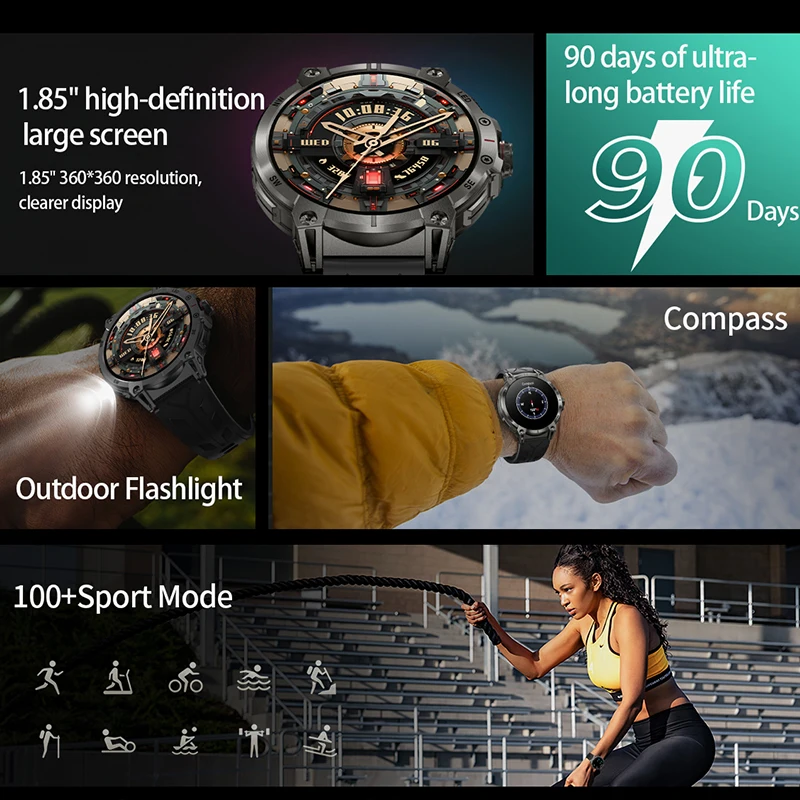 VALDUS Smartwatch Man Woman AMOLED NFC Compass Heart Rate Flashlight Sports Long Battery Life 2025 New VS19 Smart Watch BT Call 5