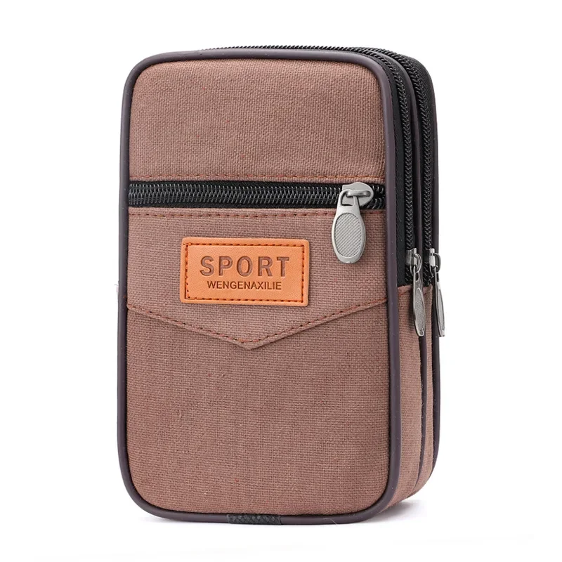Fannypacks 6.5 인치 휴대 전화 가방 캔버스 패브릭 지퍼 남성용 지갑 동전 지갑 남성용 허리 가방 Moneybags 패니 팩 가방 지갑