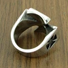 Punk US Size 7-14# 316L Stainless Steel High Quality Black Enamel Iron Cross Ring Man Biker Jewelry 2