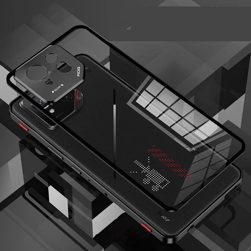 For ROG Phone 9 Pro Case,Metal Aluminium Magnet Shockproof Shell,Camera Protection Transparent Phone Case Funda For ROG Phone 9 4