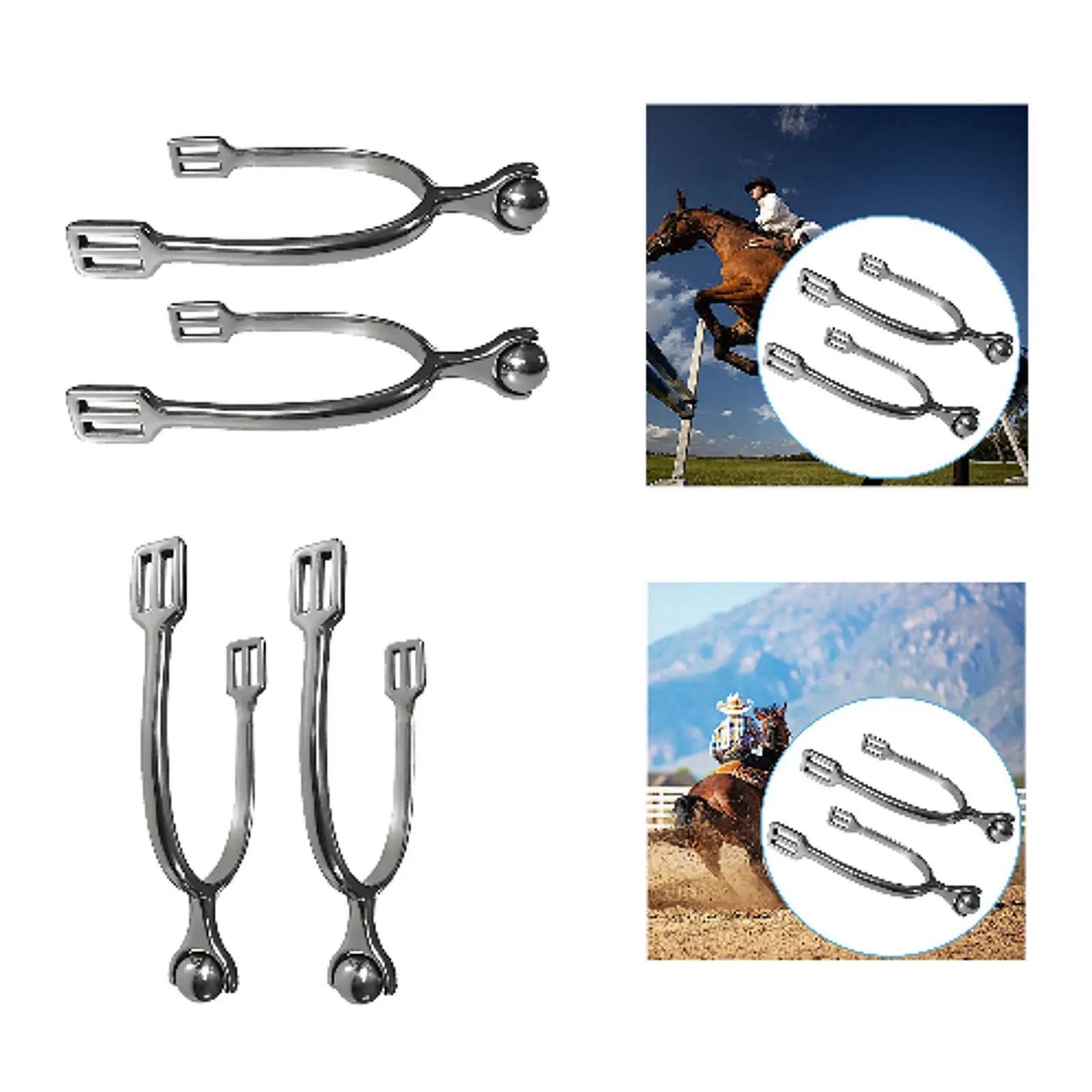 2 Pieces Horse Spur with Rotatable Gear Equestrian Accessory,Western Cowboy Spur 4