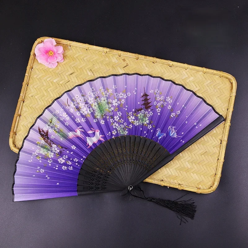 Folding Fan Vintage Style Chinese Craft Gift Hand Wedding Dance Party Manual For Girl Women Photo Props Home Decoration