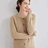 Cashmere cardigan women'sO-neck solid color long-sleeved cashmere coat is slim and versatile knitted sweater. 1