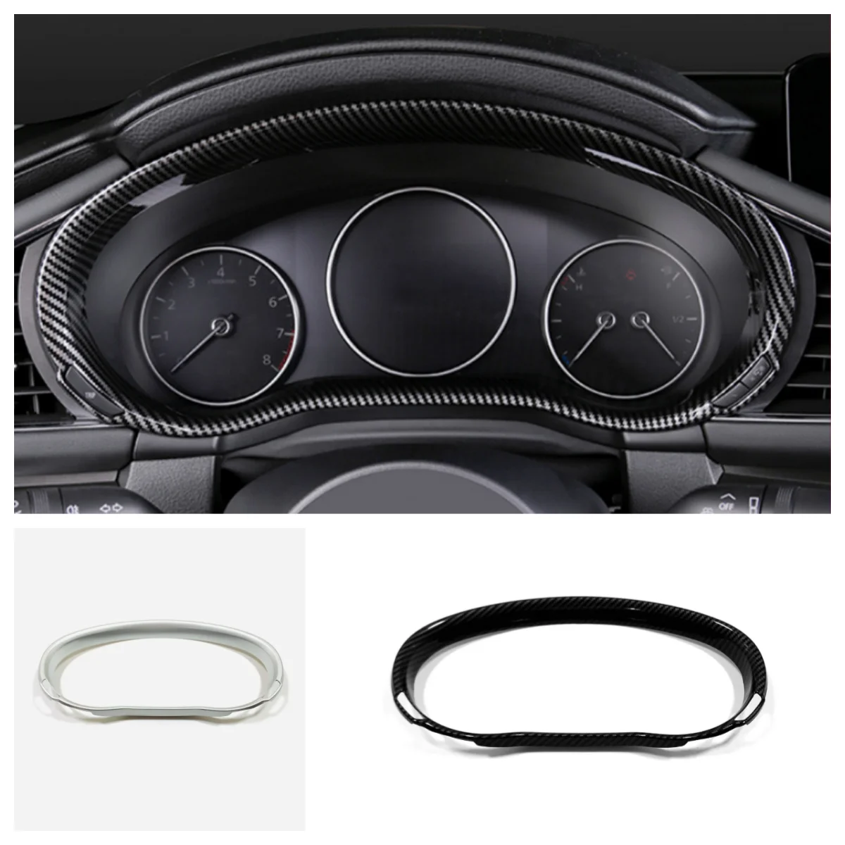 

For Mazda 3 Axela 2019 2020 C1573 Car Instrument Dashboard Decoration Frame Cover Carbon Fiber Accessories