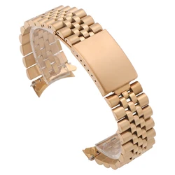 Luxurious Stainless Steel Curved - End Watch Band Bracelet Accessories - 22mm (Rose Gold)
