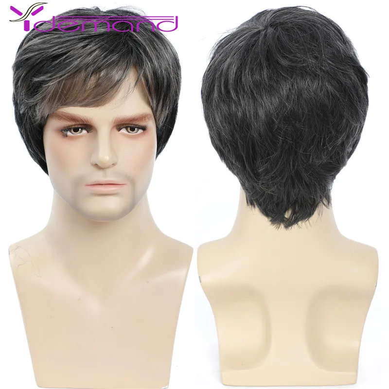 Corte de Cabelo Demanda Perucas Masculinas Peruca Completa Sintética Onda Natural Marrom Pixie Curto Fleeciness Realista Alta Fibra Diariamente y 13 Computers & Electronics