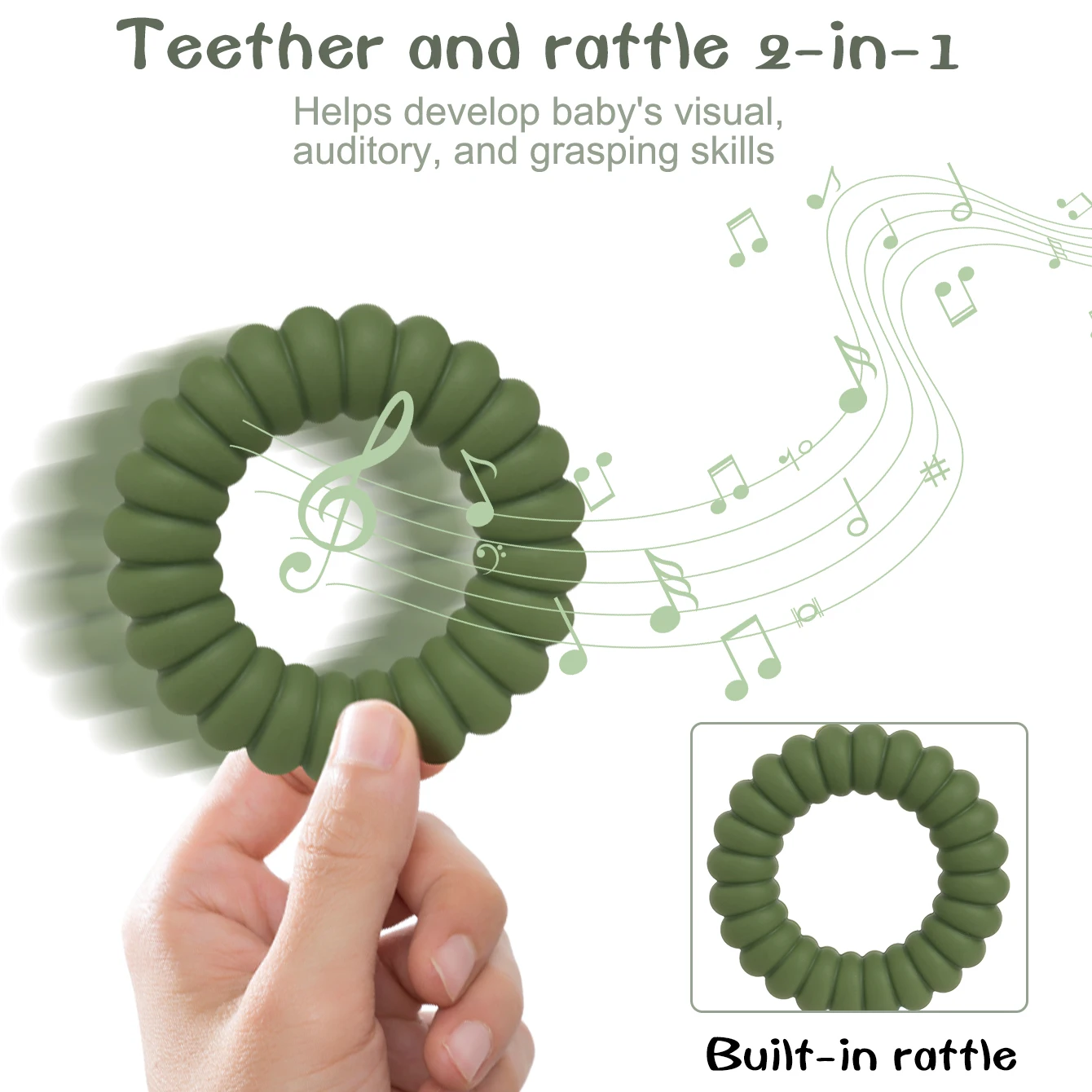 Color Kids 1PC Baby Silicone Teething Toys BPA Free Rattles Teether Toys For Baby Gift Infants Molar Toys Training Sensory Toys 6