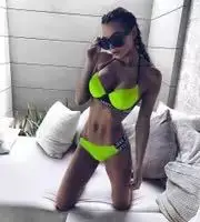  2022 New Split Bikini Sports Style Swimsuit European and American Sexy Halter Lace-up Multicolor 