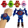 Marvel Iron Man Spiderman Cartoons Children's Watch Deformation Robot 3d LED Luminous Watch Children's Model Toy Watch 1
