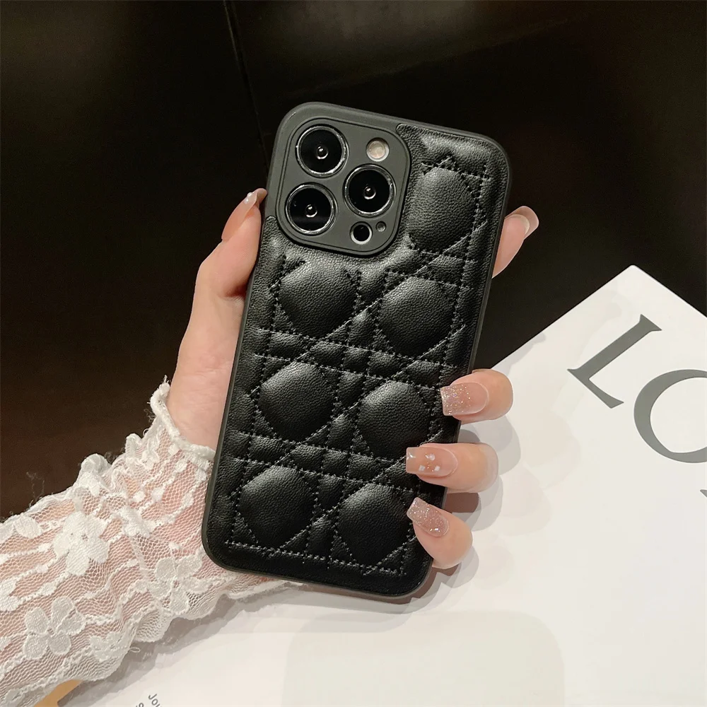 Luxury Microfiber Leather Embroidery Phone Case For Iphone 11 Pro Max 13 12 Pro Max Back Cover iphone se phone case