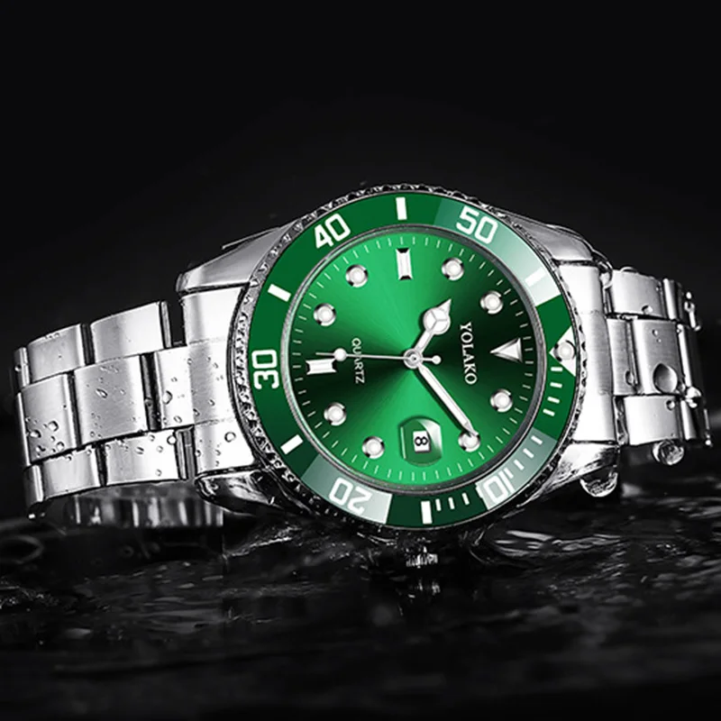 

Fashion Leisure Men's Quartz Watch Luxury Outdoors Sports Cool Water Ghost Hand Clock Business Green Non-mechanical Wristwatch