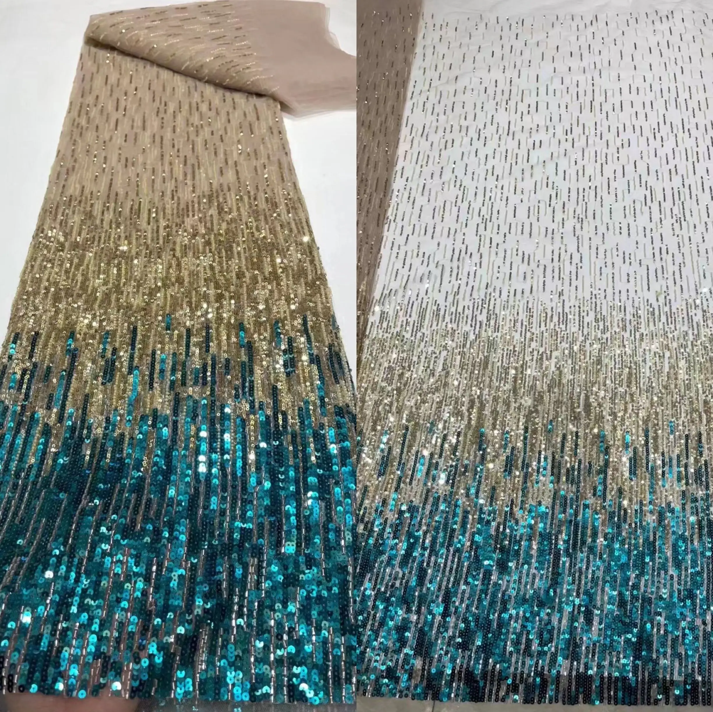 

French Tulle Lace Fabric L-1228822 High Quality Nigerian Wedding Luxury Beads Sequins Embroidery African Lace Fabric