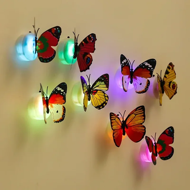 2/1 Pcs LED Butterfly Night Light fai da te luci notturne colorate festa di nozze soggiorno frigorifero camera da letto Home Festival Decor