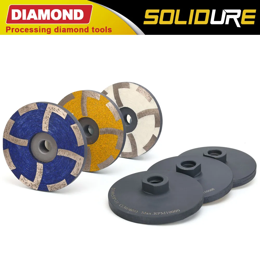 

4 inch resin filled diamond grinding cup wheels grinding Iron backer for grinding stone,concrete and tiles