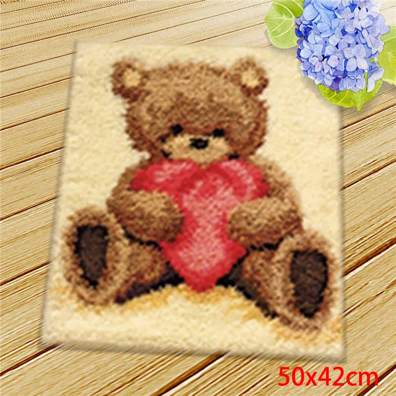 Cartoon Bear Latch Hook DIY Segment Embroidery Material Handcraft Latch Hook Rug Kits Carpet Embroidery Supplies doe het zelf images - 6