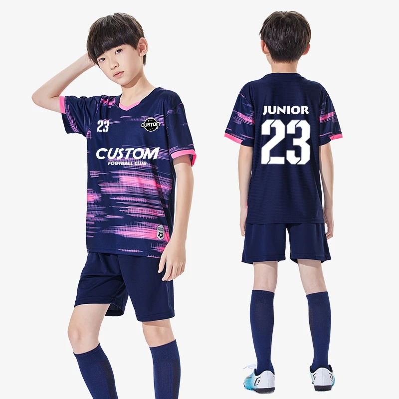 Wholesale Custom 100 Polyester Cheap Children's Soccer Jerseys Breathable Football Jersey Sets
