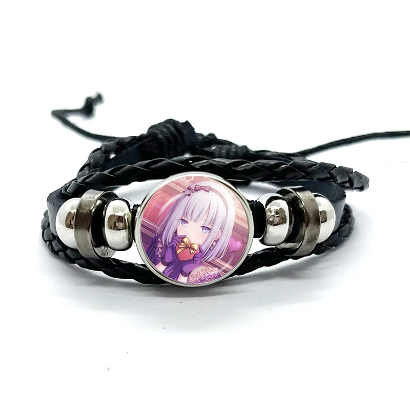 Project SEKAI Anime Yoisaki Kanade Leather Bracelets Glass Dome Snap Button Bracelet & Bangles Fashion Women Men Jewelry 4