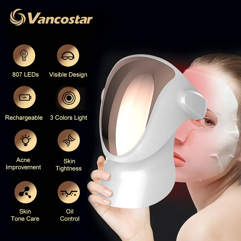 Mascarilla Facial LED para tratamiento Facial, dispositivo de belleza