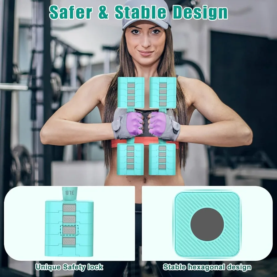 Adjustable Dumbbells Set of 2, 5-in-1 Adjustable Weight Dumbbells for Women/Men, 3lb/5lb/7lb/9lb/11lb Dumbbell Weights Set for H