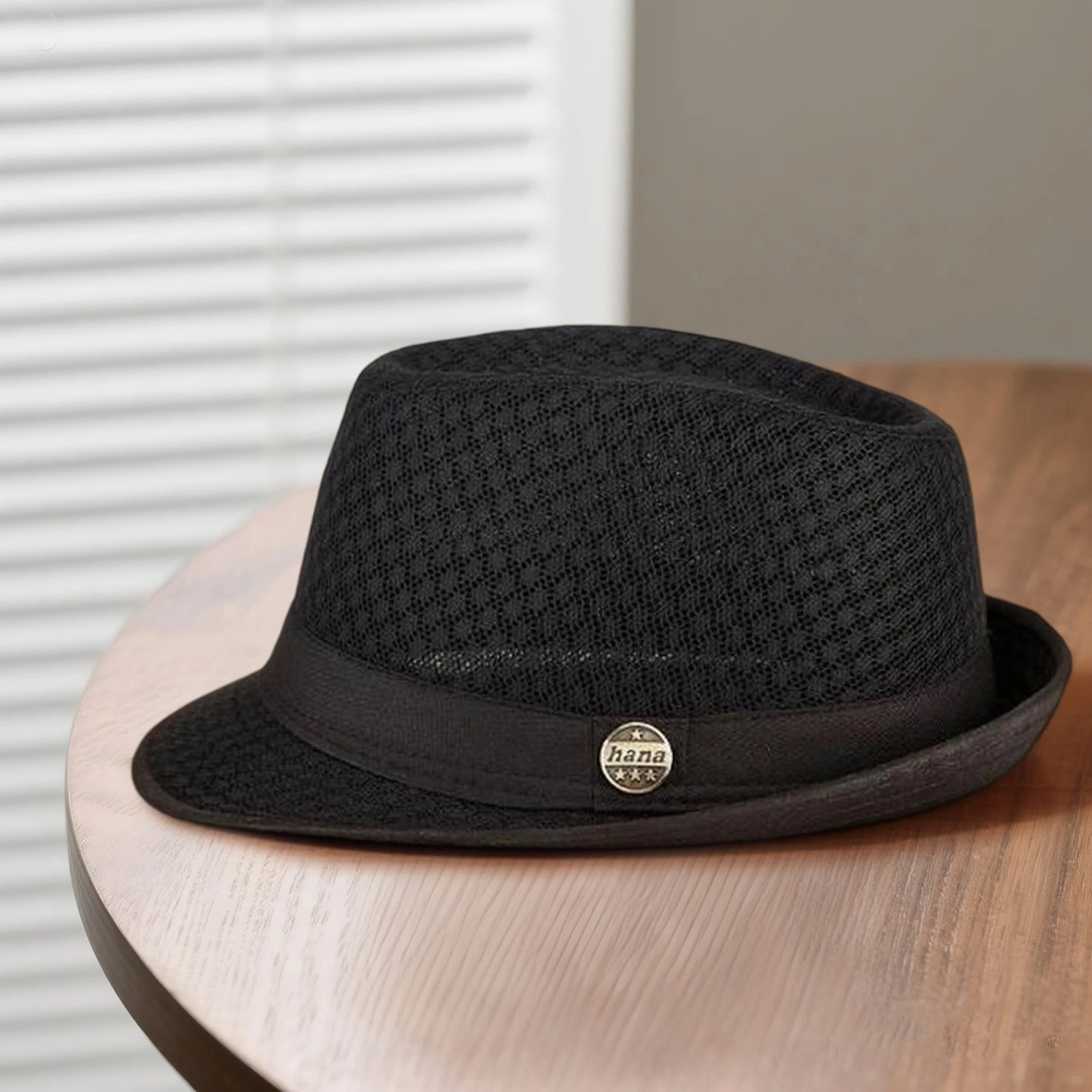 Women Men Fedora Hat Summer Straw Panama Hat Short Brim Beach Sun Hat with Ribbon Band and Bow Detail