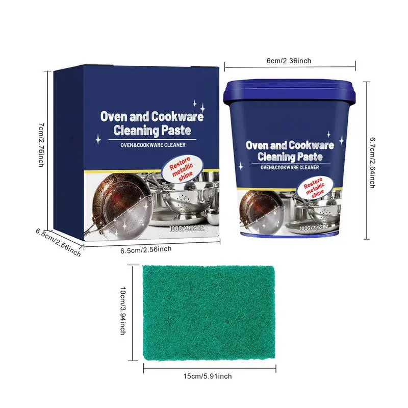 Stainless Steel Cookware Cleaner 100g Powerful Fast Acting Cookware Cleaner with Sponge Multi-functional Cleaning and Stain