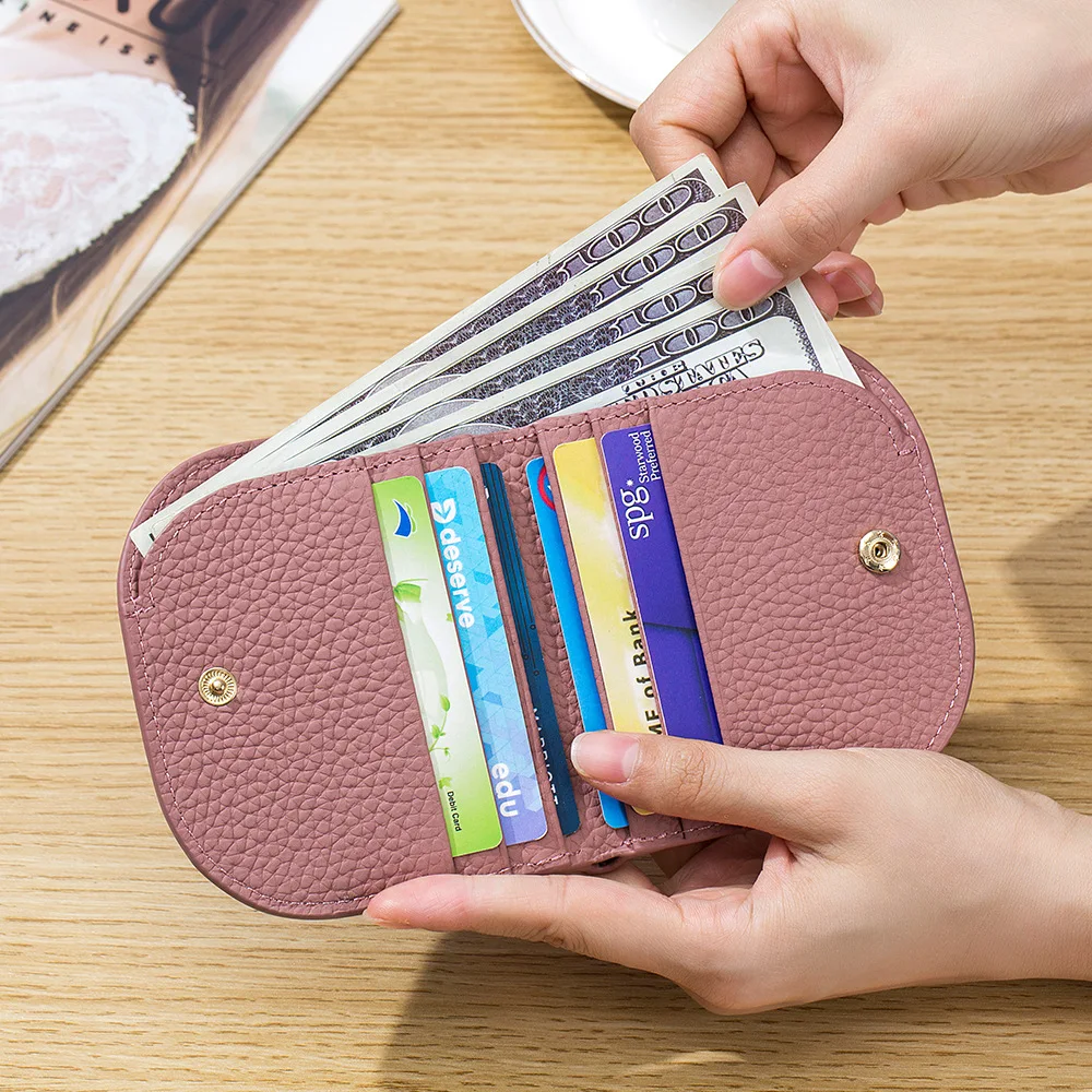 Ultra Thin Short Style Wallet for Women Mini Money Bag Genuine Leather Wallet Women Small Coin Purse Female Card Holder Wallets