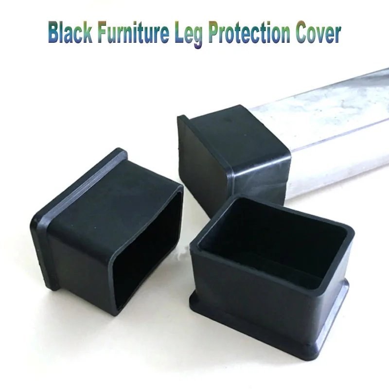 2Pcs Black Square/ rectangle Furniture Leg Protection Cover Table Feet