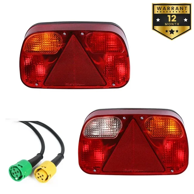 2 Pack 12V Car Trailer Tail Light Rear Stop Brake Fog Light Signal Lamp Wiring Harness 5 Core Cable For Truck Caravan Lorry Van