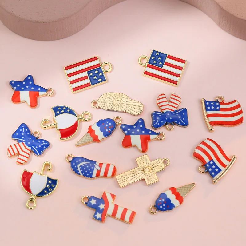 

American Flag Star Butterfly Ice Cream Charms Pendants For Jewelry Findings DIY Handmade Making Earrings Bracelets Accessories