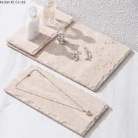 Wabi Sabi style natural cave stone flat plate Irregular edged beige cave stone tray Aromatherapy perfume jewelry storage tray 2