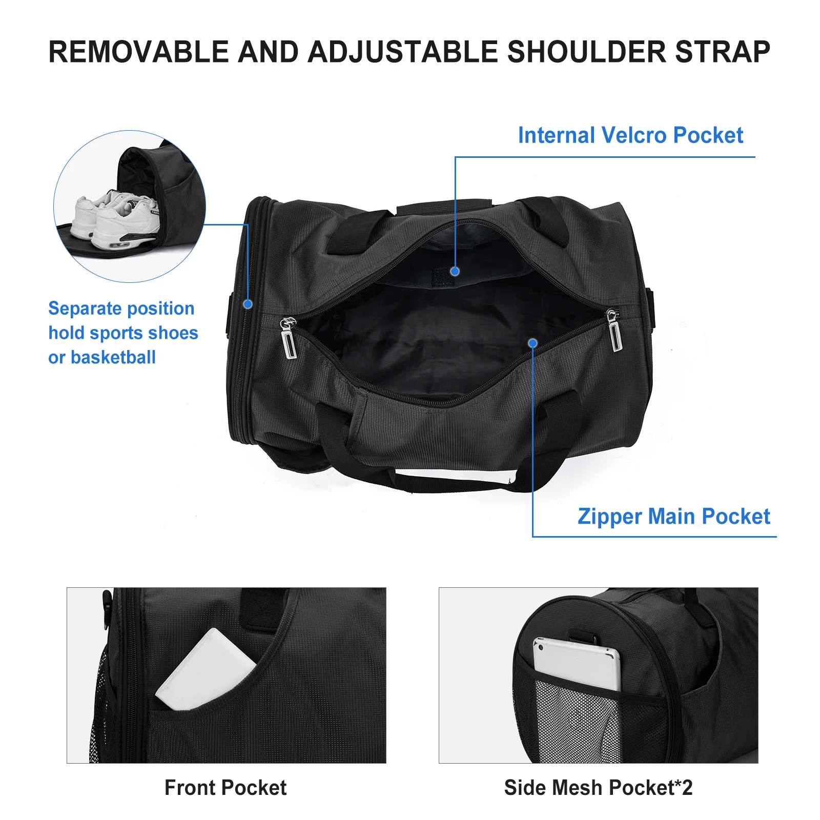Likros Sports Gym Bag for Men Women Workout Bags Mens Gym Bag with Shoes/Basketball Compartment Lightweight Travel Duffel Bag 3