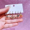 MIGGA 6pcs Mix Design Anime Cartoon Dangle Earrings Set Gold Color Cubic Zircon Women Girls Gift Jewelry 6