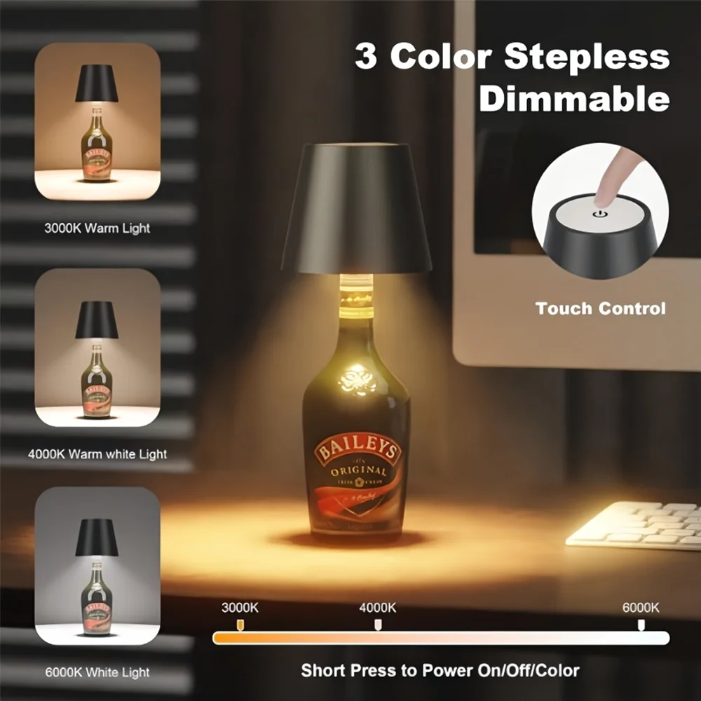 Retro Wine Bottle Ring Light 360 Three Color Ring Light Effect Touch Dimming Indoor and Outdoor Dual Use Decorative Light