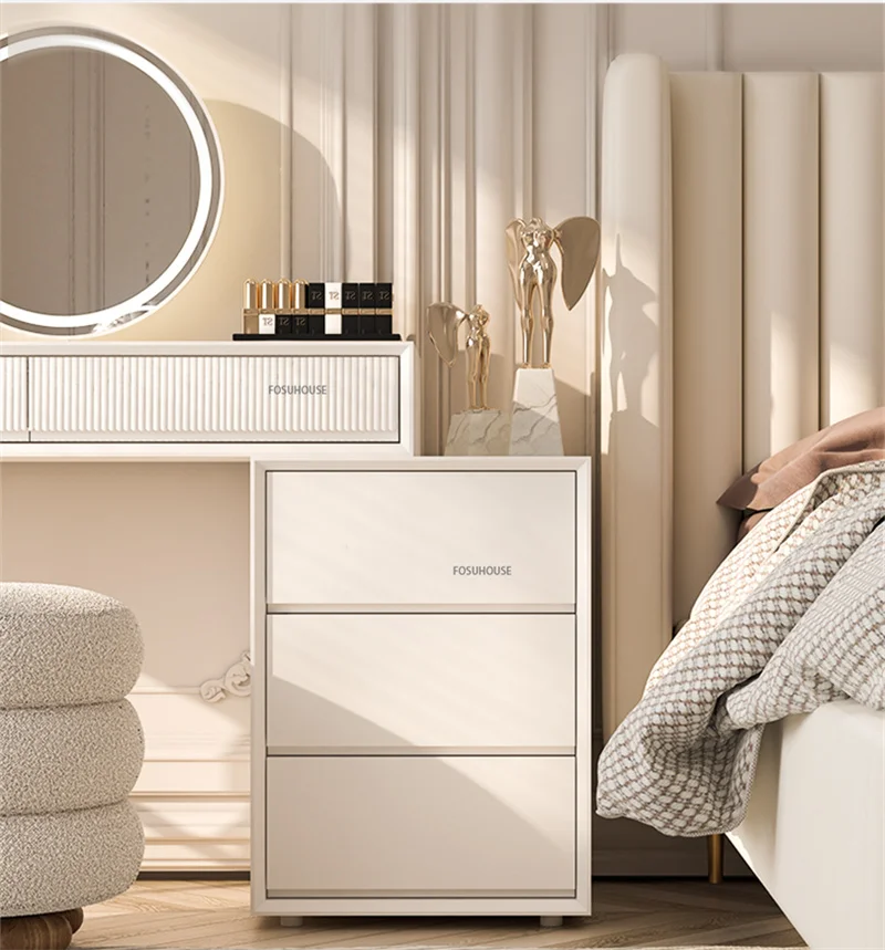 Modern Minimalist Light Luxury Dressing Table White Leather Makeup Storage  Cabinet Dressers For Bedroom 6 Drawer Adjustable Desk - AliExpress