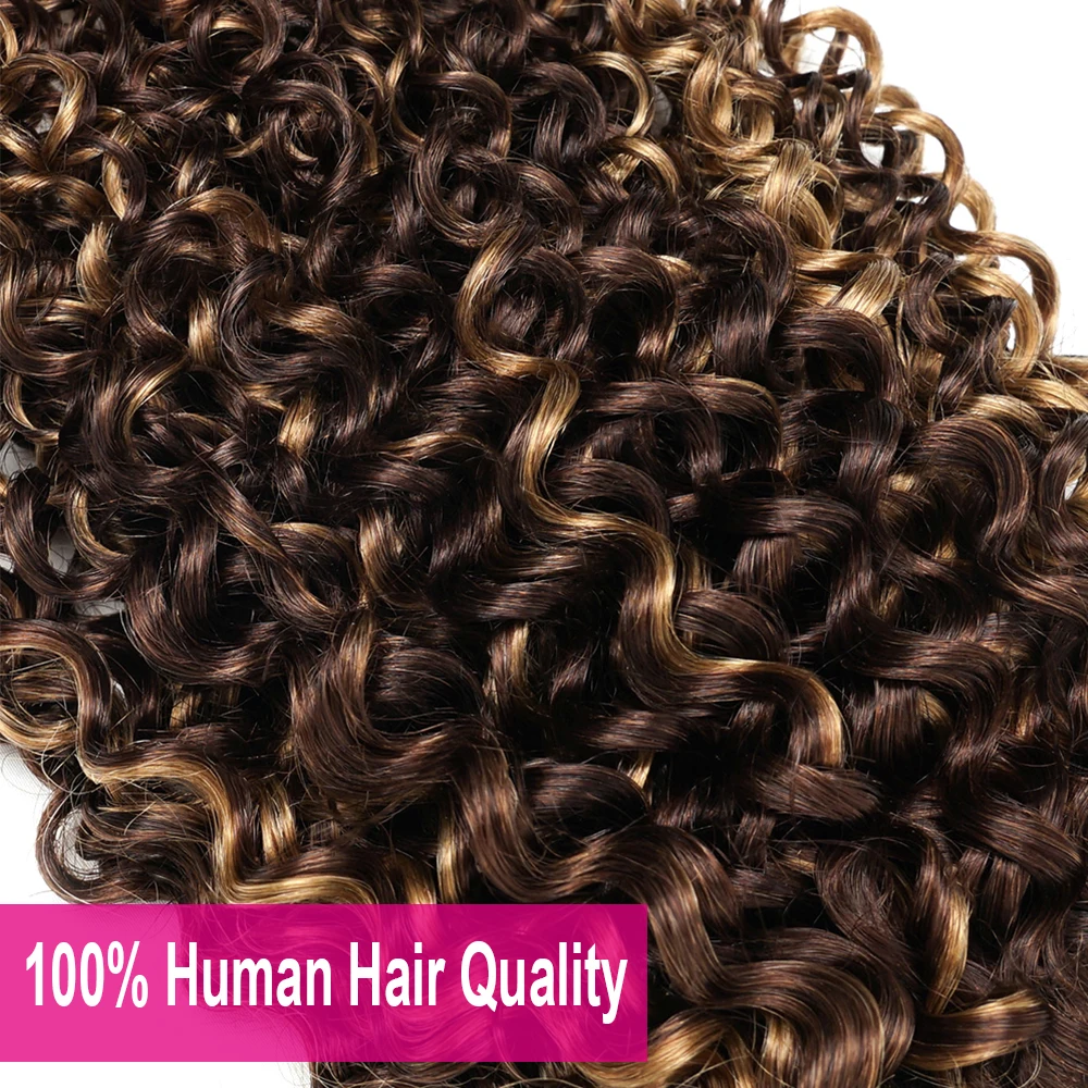 Burmese Curly Hair Bundles 55g/pcs Human Hair Bundle P4/27 Highlight Brown Mixed Honey Blonde Curly Hair Extension For Bob Style 2