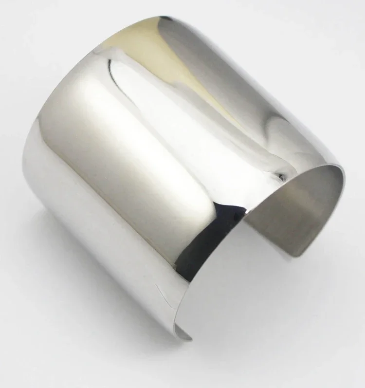 Fashion 316L Stainless Steel Cuff Bracelets and Bangles Silver Color Shiny Femininas Wide Big Bangles Hot Sale Bijoux For Women 4