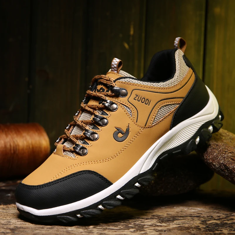 Chaussures de randonnée imperméables pour hommes automne hiver en plein air en cuir PU tenue de sport chaussures tactiques de marche résistantes