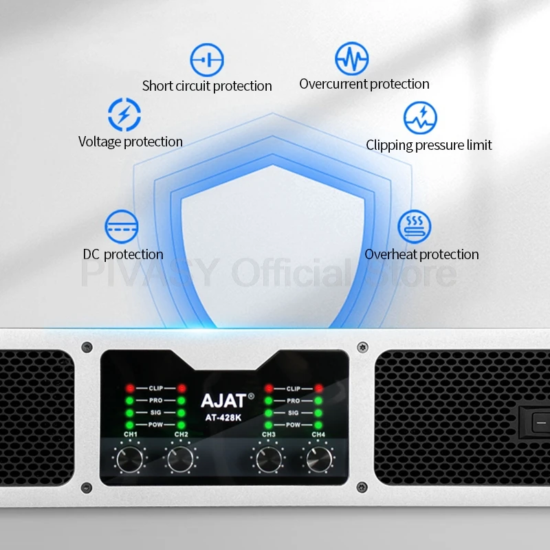 1200W High Power Professional Sound Amplifier 2/4 Channel Hifi Enthusiast Digital Subwoofer Amplifier Stage Home Audio