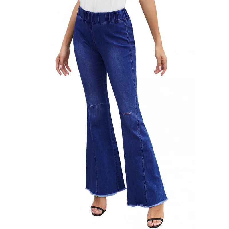 Fashion Casual Slim Fit Flared Pants High Waist Denim Trousers Ladies Jeans Women's Clothing max lulu european fashion style spring female printed denim overalls ladies vintage casual jeans women loose trousers wide pants