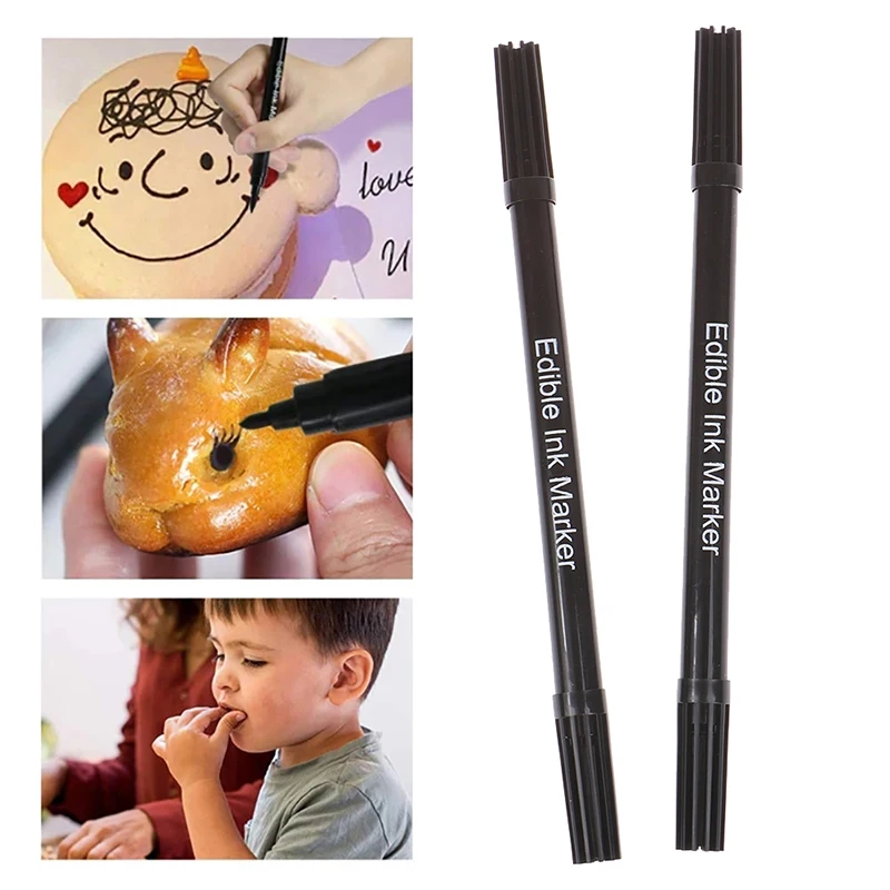 Cake Baking Tools Cake Decorating Tips 2pcs Food Coloring Pens Double Sided Food Grade And Edible Marker Gourmet Writers For Decorating Fondant Cakes