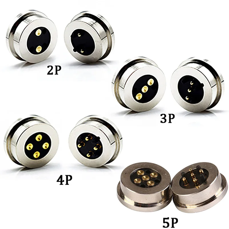 Federbelasteter magnetischer 1 2 3 4 5 runder 8 mm 10 mm männlicher und weiblicher 2 A 10 A optischer Stromlade-Pogo-Pin-Rundsteckverbinder – Detail 5
