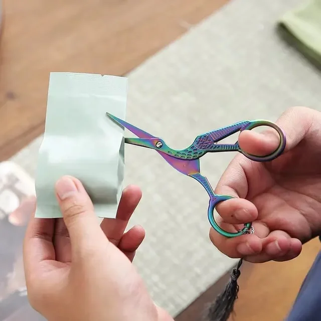 Embroidery Scissors Rainbow Stork Scissors Stainless Steel Small Craft Scissors Dressmaker Shears for Embroidery Sewing 6